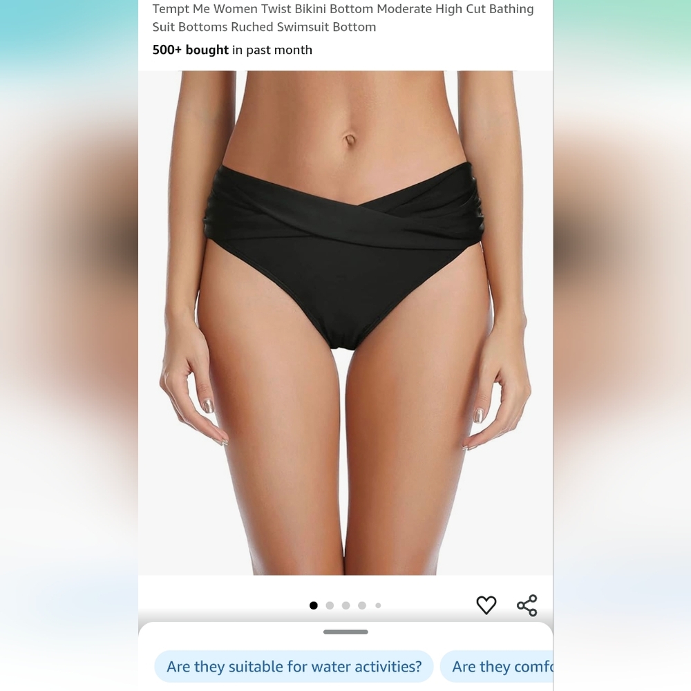 Tempt Me Women Twist Bikini Bottom Moderate High Cut Bathing Suit Bottoms